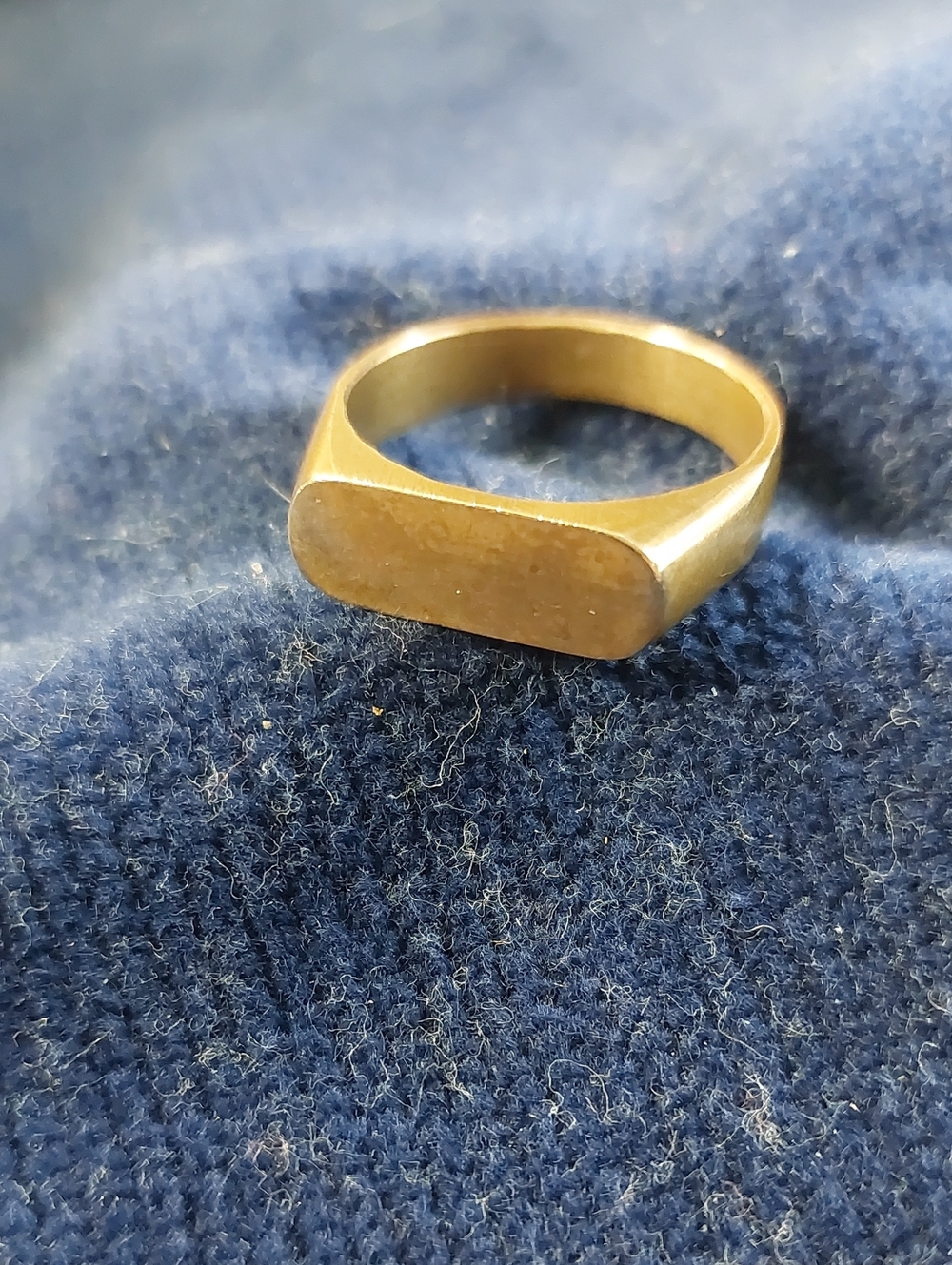 Vintage Estate ​Minimalist Gold Tone Brass Signet Ring | Blank Face Unisex Band